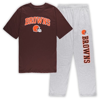 Men's Concepts Sport Brown/Heather Gray Cleveland Browns Big & Tall T-Shirt & Pants Sleep Set