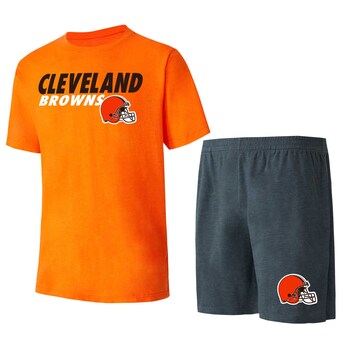 Men's Concepts Sport Charcoal/Orange Cleveland Browns Meter T-Shirt & Shorts Sleep Set