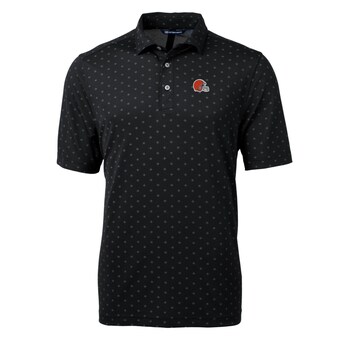 Men's Cutter & Buck Black Cleveland Browns Big & Tall Virtue Eco Pique Tile Polo