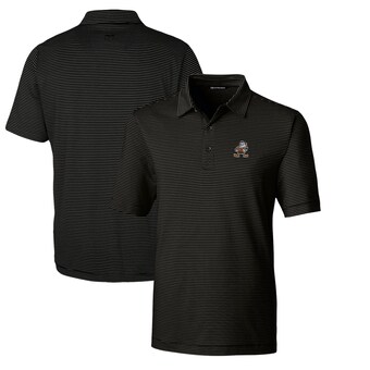 Men's Cutter & Buck Black Cleveland Browns Throwback Logo Big & Tall Forge Pencil Stripe Stretch Polo