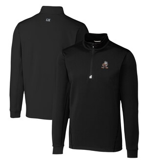 Men's Cutter & Buck Black Cleveland Browns Throwback Logo Traverse Stretch Quarter-Zip Big & Tall Pullover Top