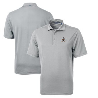 Men's Cutter & Buck Gray Cleveland Browns Throwback Logo Virtue Eco Pique Recycled Polo