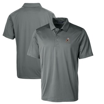 Men's Cutter & Buck Steel Cleveland Browns Throwback Logo Big & Tall Prospect Textured Stretch Polo