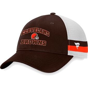 Men's Fanatics  Brown/White Cleveland Browns Fundamentals Side Stripe Trucker Adjustable Hat