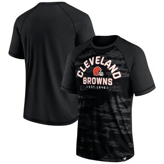 Men's Fanatics Cleveland Browns Blackout Hail Mary Raglan T-Shirt