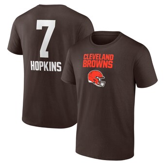 Men's Fanatics Dustin Hopkins Brown Cleveland Browns Team Wordmark Player Name & Number T-Shirt
