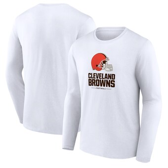 Men's Fanatics White Cleveland Browns Team Lockup Long Sleeve T-Shirt