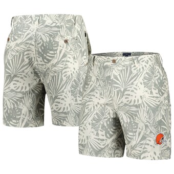 Men's Margaritaville Gray Cleveland Browns Sandwashed Monstera Print Amphib Shorts