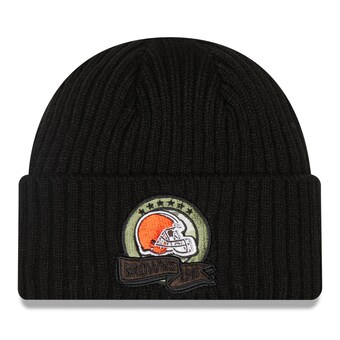 Men's Cleveland Browns New Era Black 2022 Salute To Service Knit Hat 