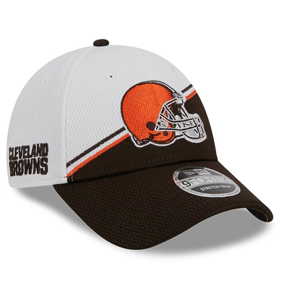 Men's New Era  White/Brown Cleveland Browns 2023 Sideline 9FORTY Adjustable Hat