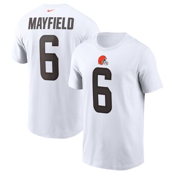 Men's Nike Baker Mayfield White Cleveland Browns Name & Number T-Shirt