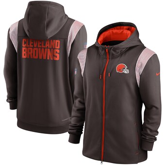 Men's Nike Brown Cleveland Browns Performance Sideline Lockup Full-Zip Hoodie