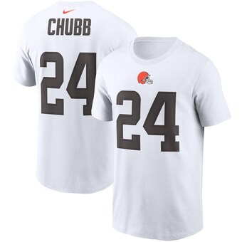 Men's Cleveland Browns Nick Chubb Nike White Player Name & Number T-Shirt