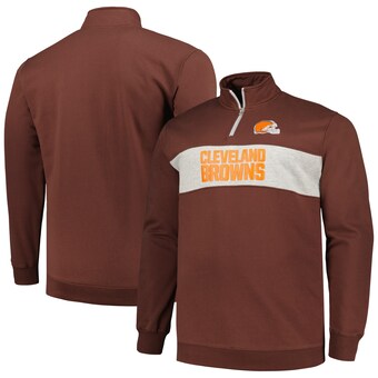 Men's Profile Brown Cleveland Browns Big & Tall Fleece Quarter-Zip Jacket