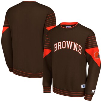 Men's Cleveland Browns Starter Brown Face-Off Pullover Sweatshirt