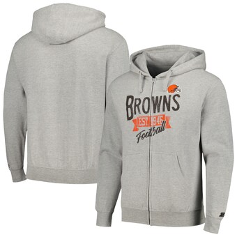 Men's Starter Heather Gray Cleveland Browns Domestic Post Season Full-Zip Hoodie