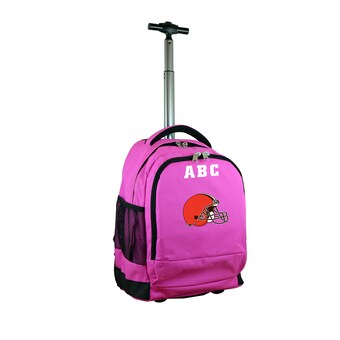 MOJO Pink Cleveland Browns 19'' Personalized Premium Wheeled Backpack