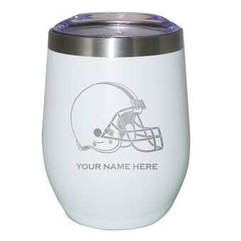 White Cleveland Browns 12oz. Personalized Etched Stemless Tumbler