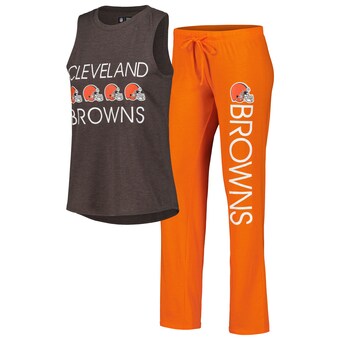 Women's Cleveland Browns Concepts Sport Orange/Brown Muscle Tank Top & Pants Sleep Set