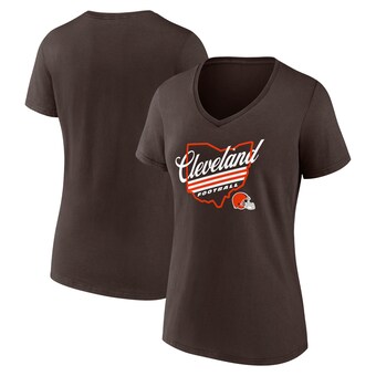 Women's Cleveland Browns  Fanatics Brown Hometown V-Neck T-Shirt