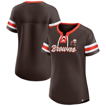 Women's Cleveland Browns Fanatics Brown Original State Lace-Up T-Shirt