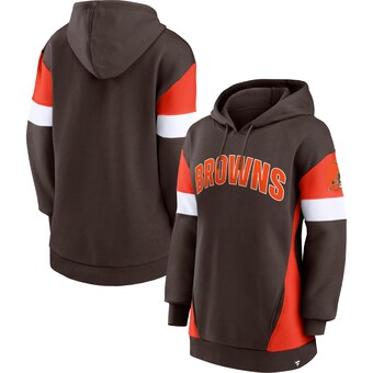 Women's Cleveland Browns Fanatics Brown/Orange Lock It Down Pullover Hoodie