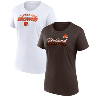 Women's Cleveland Browns  Fanatics Brown/White Risk Two-Pack T-Shirt Set