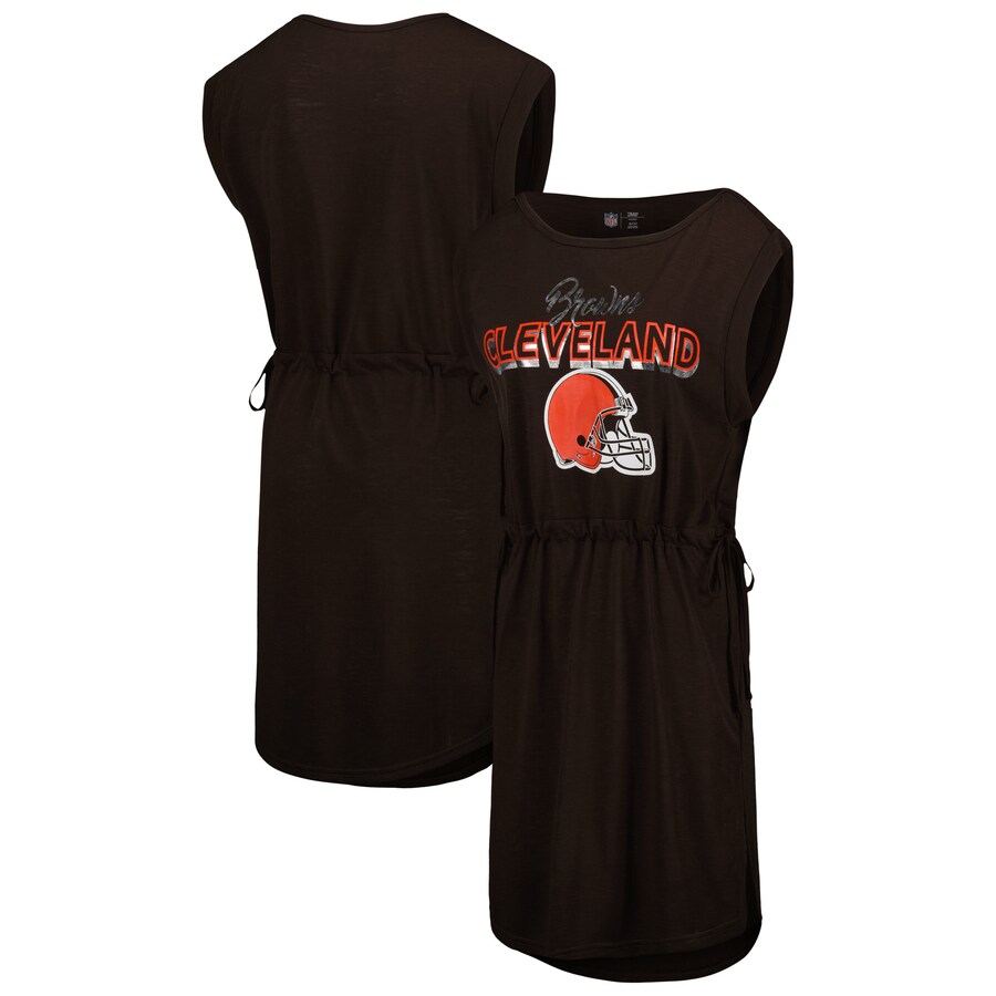 Women's G-III 4Her by Carl Banks Brown Cleveland Browns G.O.A.T. Swimsuit Cover-Up