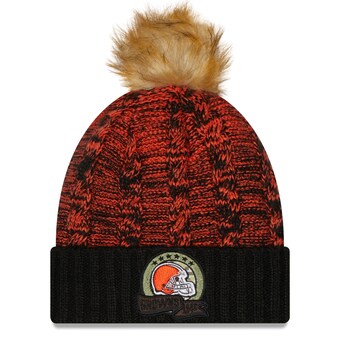 Women's Cleveland Browns New Era Black/ 2022 Salute To Service Pom Knit Hat