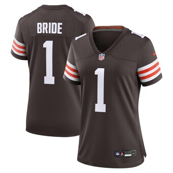 Women's Cleveland Browns Number 1 Bride Nike Brown Game Jersey