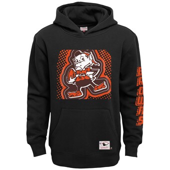 Youth Mitchell & Ness Black Cleveland Browns Big Face 7.0 Pullover Hoodie