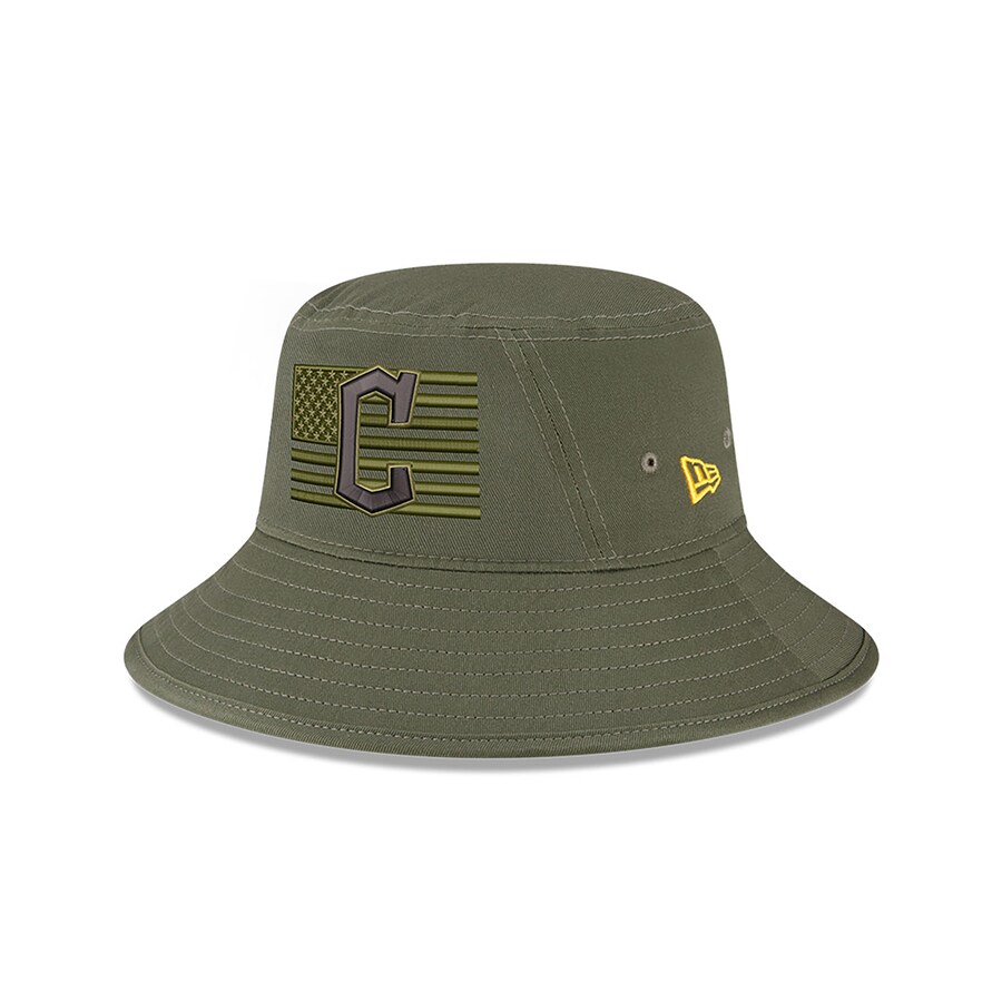 Men's Cleveland Guardians  New Era Green 2023 Armed Forces Day Bucket Hat