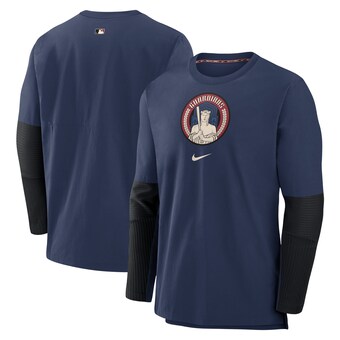 Men's Cleveland Guardians Nike Navy 2024 City Connect Authentic Collection Player Tri-Blend Pullover Sweatshirt