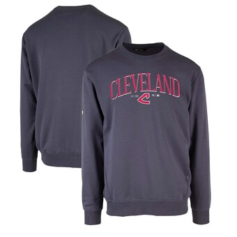 Men's Cleveland Indians Levelwear Navy Zane Cooperstown Collection Retro Spellout Pullover Sweatshirt