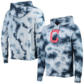 Men's Cleveland Indians New Era Navy Tie-Dye Pullover Hoodie