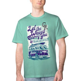 Men's Colorado Rockies Margaritaville Mint Bus Waves Graphic T-Shirt