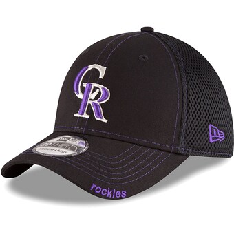 Men's Colorado Rockies New Era Black Logo Neo 39THIRTY Flex Hat