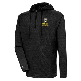  Columbus Crew Antigua 2023 MLS Cup Champions Spikes Raglan Quarter-Zip Hoodie – Heather Black