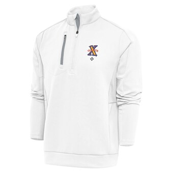 Men's Cuban Giants Antigua White Generation Quarter-Zip Pullover Top