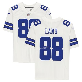 Autographed Dallas Cowboys CeeDee Lamb Fanatics Authentic Nike White Limited Jersey