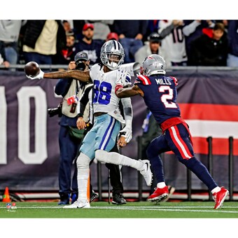 Unsigned Dallas Cowboys CeeDee Lamb Fanatics Authentic Winning Touchdown Catch vs. Patriots Photograph