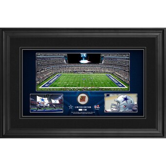 Dallas Cowboys Framed 10" x 18" Stadium Panoramic Collage with Game-Used Football - Version 2 - Limited Edition of 500