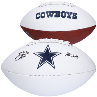 Emmitt Smith Dallas Cowboys Autographed Franklin White Panel Football with "HOF 2010" Inscription