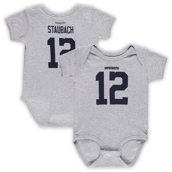 Infant Mitchell & Ness Roger Staubach Heathered Gray Dallas Cowboys Mainliner Retired Player Name & Number Bodysuit