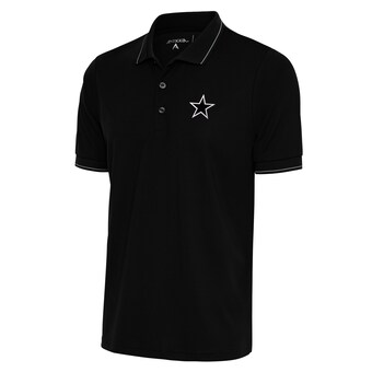 Men's Antigua Black Dallas Cowboys Metallic Logo Affluent Polo