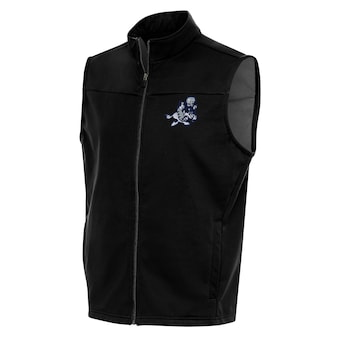 Men's Dallas Cowboys Antigua Black Team Logo Throwback Links Golf Full-Zip Vest