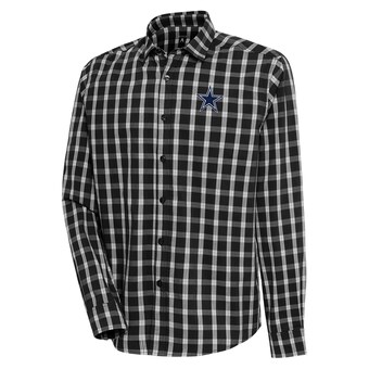 Men's Antigua  Black/Gray Dallas Cowboys Carry Long Sleeve Button-Up Shirt