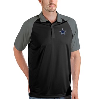 Men's Antigua Black/Steel Dallas Cowboys Nova Polo