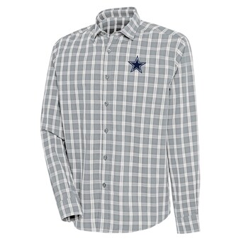 Men's Antigua  Heather Gray/Charcoal Dallas Cowboys Carry Long Sleeve Button-Up Shirt