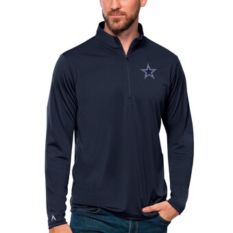 Men's Dallas Cowboys Antigua Navy Tribute Quarter-Zip Lightweight Pullover Top